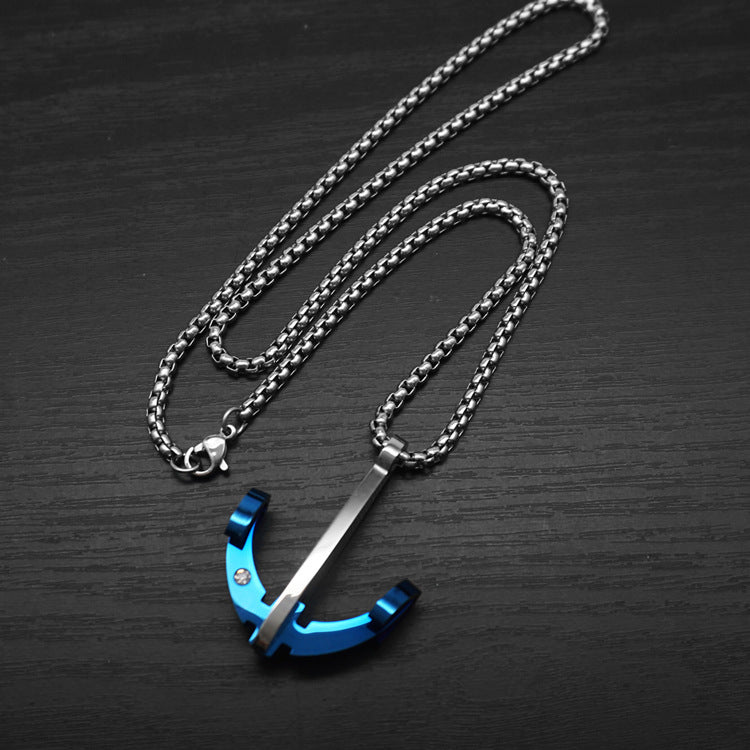 Vintage Crossbow Rhinestone Pendant · Stainless Steel Hip-Hop Punk Necklace
