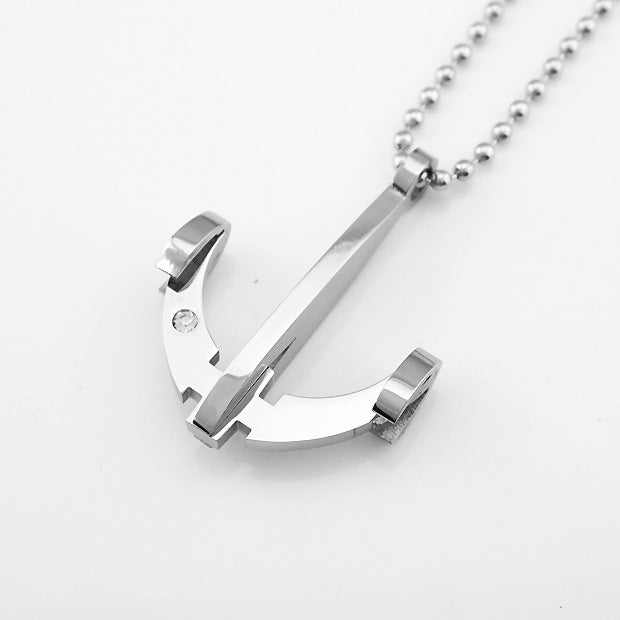 Vintage Crossbow Rhinestone Pendant · Stainless Steel Hip-Hop Punk Necklace