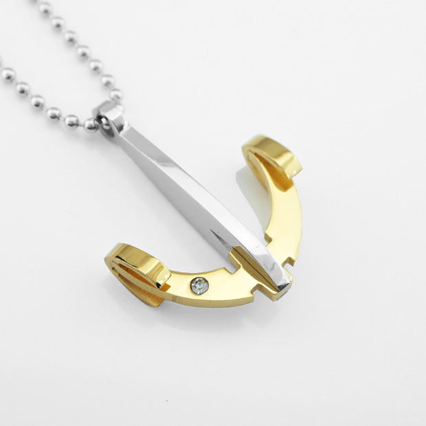 Vintage Crossbow Rhinestone Pendant · Stainless Steel Hip-Hop Punk Necklace