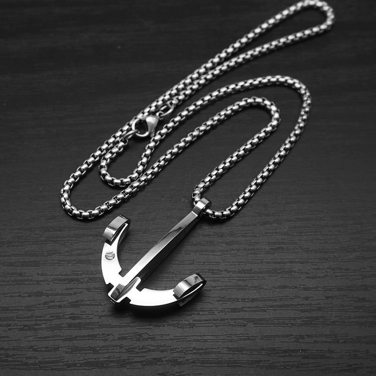 Vintage Crossbow Rhinestone Pendant · Stainless Steel Hip-Hop Punk Necklace