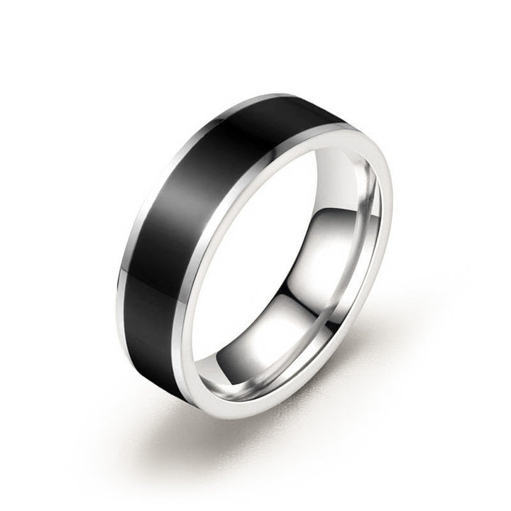 Titanium Steel Plated 18K Gold Black-Gold Contrast Minimalist Ring (Light Luxury Commuting Style)