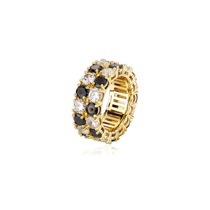 Double Row Pave Diamond Stretch Ring (Hip-Hop Light Luxury Personalized Ring)