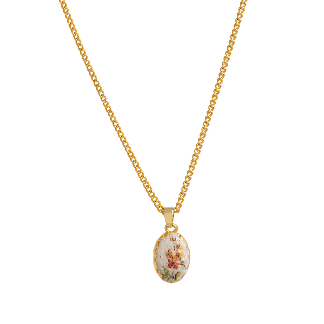 Vintage Floral Ceramic Tile Necklace Set (French Gentle Pastoral Choker)