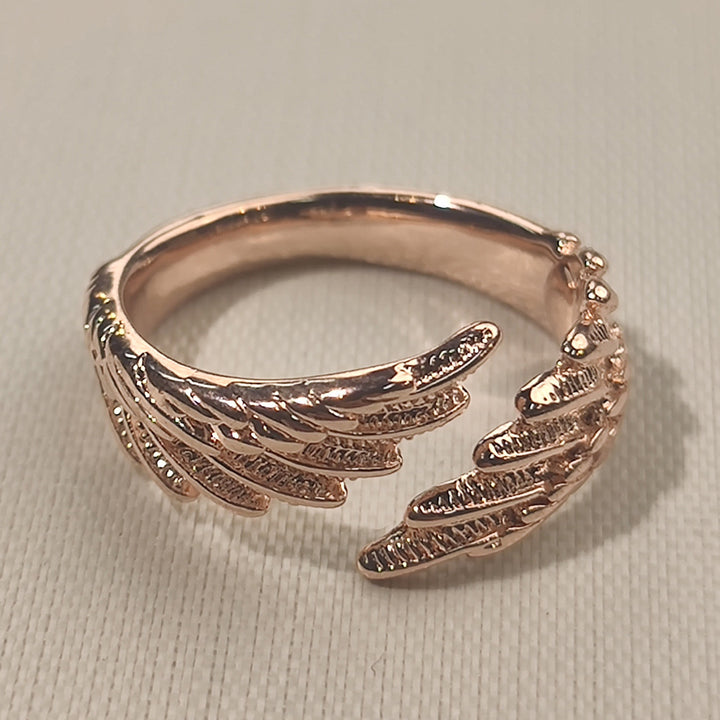 Vintage 3D Wing Open Ring, Four Tones Angel Wing Adjustable Unisex Trend Statement Band