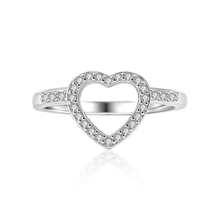 Double Heart Diamond Hollow Halo Ring Set (Luxury Romantic Engagement Band Set)