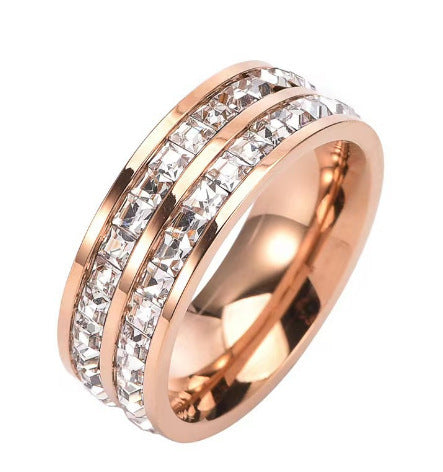 Princess Cut Single/Double Row Pave Band Ring (3 Colors Luxury Statement Ring)