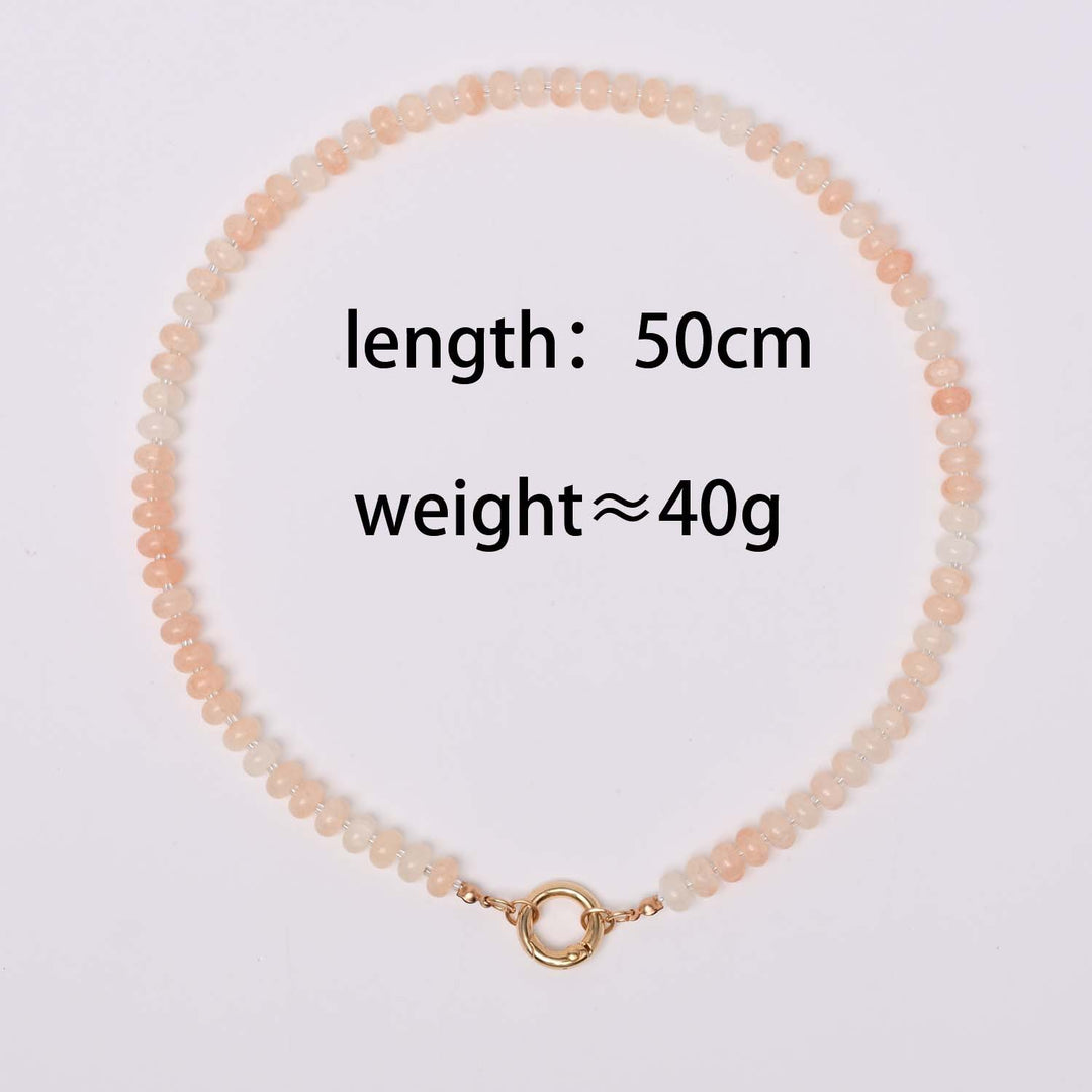 Dopamine Rainbow Beaded Pendant Necklace (Multi-Color Natural Stone Choker)