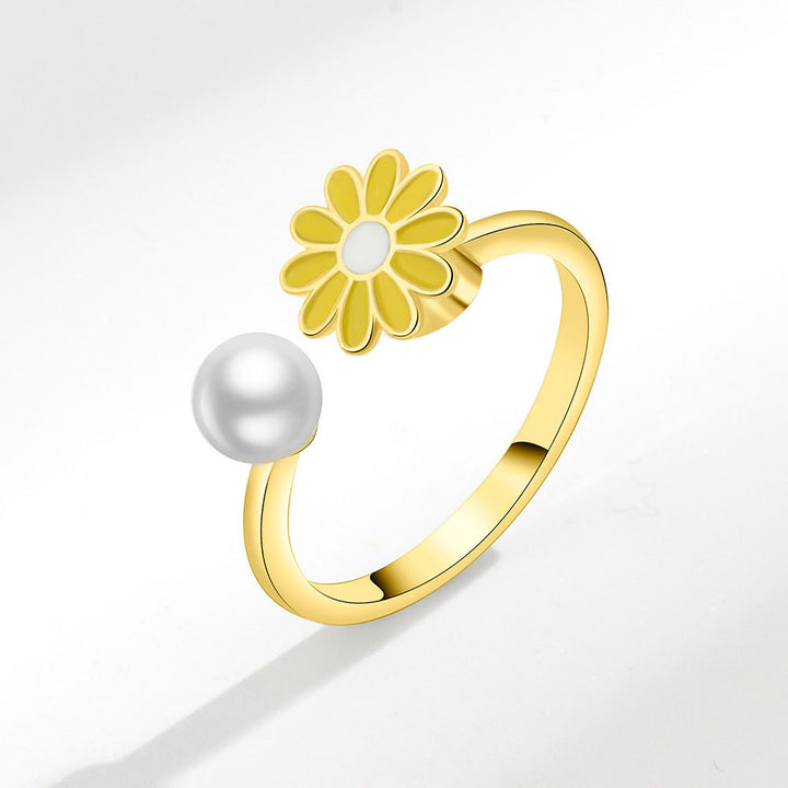Daisy & Pearl Open Ring Set (Light Luxury Niche Fresh Bands)