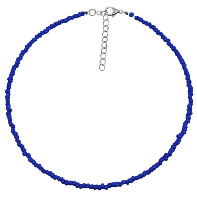 Macaron Frosted Mini Bead Choker, Multi-Color Simple Adjustable Thin Beaded Clavicle Necklace
