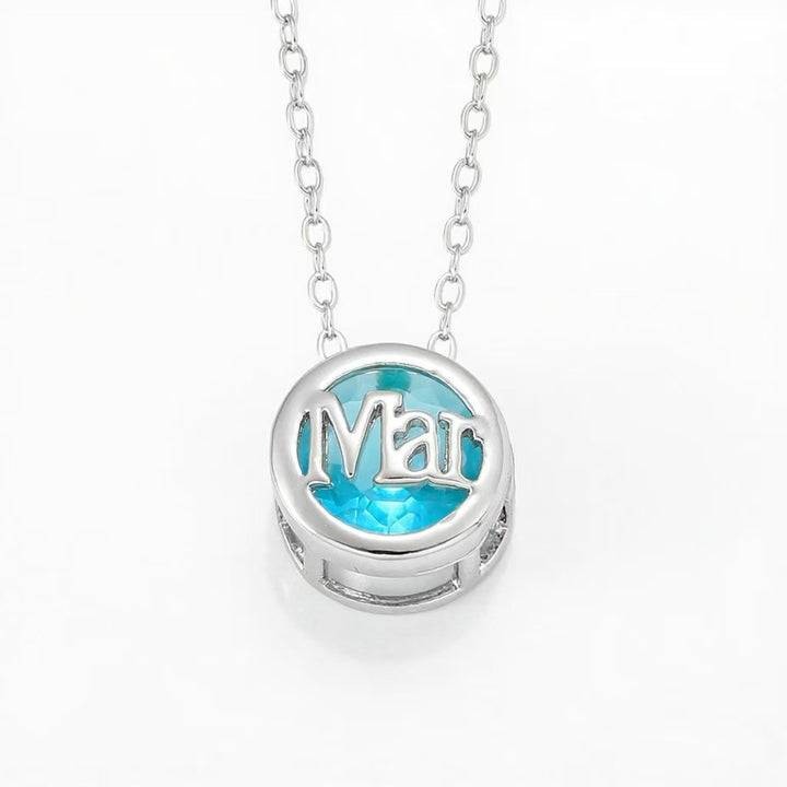 12‑Month Birthstone Round Letter Pendant Necklace, Multi‑Color Options