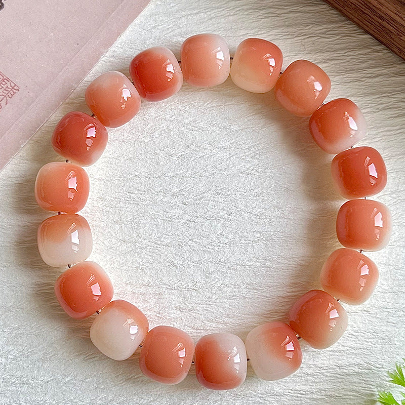 Multi-Color Gradient Bodhi Root Barrel Bead Bracelet (Worry Relief Meditation Mala)