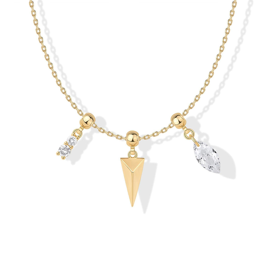 Slidable Triple Charms Beaded Collarbone Necklace, 8 Themed DIY Pendant Sets, Gold & Silver Two Tones Available