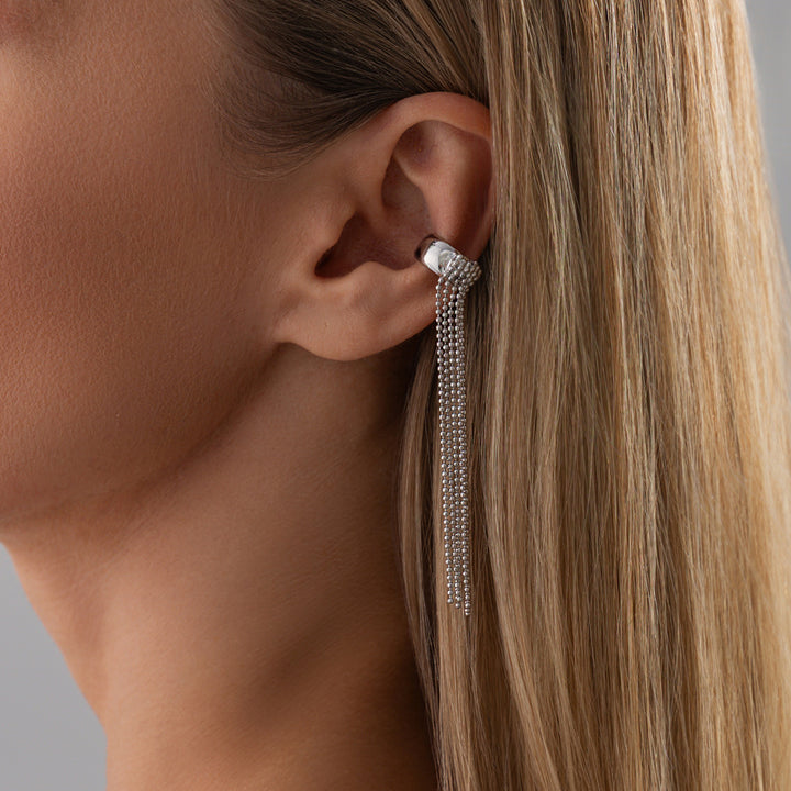 Multi-Style Long Tassel Non-Pierced Ear Cuffs, Various Chain Star & Bead Dangle Minimal Ear Clips in Gold & Silver