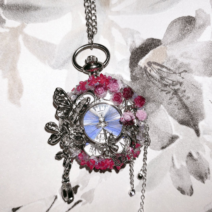 Luxury Movable Purple Willow Gray Butterfly Pocket Watch - Thanksgiving Gift for Best Friends & Couples