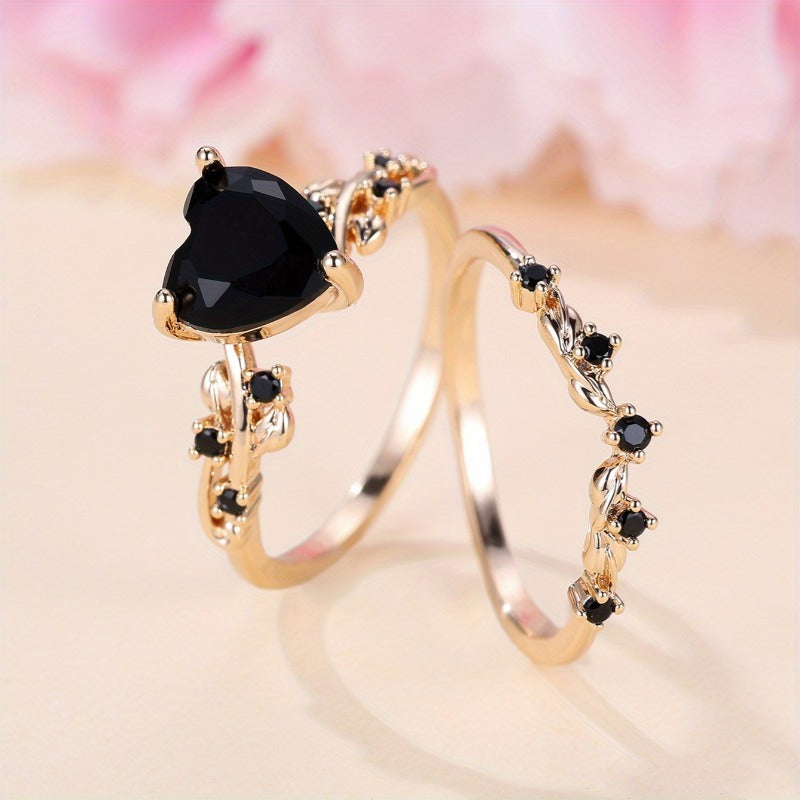 Heart-Shaped Colored Gem Vine Stackable Ring (Sweet Vitality Multi-Color Style)