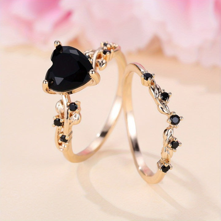 Heart-Shaped Colored Gem Vine Stackable Ring (Sweet Vitality Multi-Color Style)