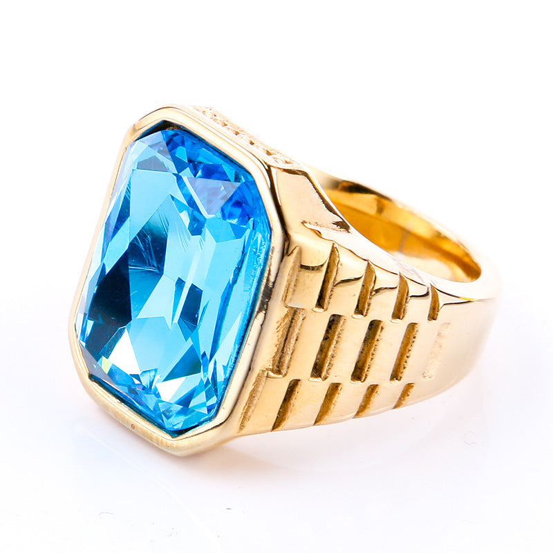 Multi-Color Gem Wide-Face Men's Ring (Light Luxury Bold Style)