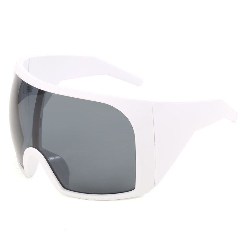 One-Piece Oversized Futuristic Cycling Sunglasses, Multi-Color Wide Frame Anti-Glare Street Fashion UV Protection Shades