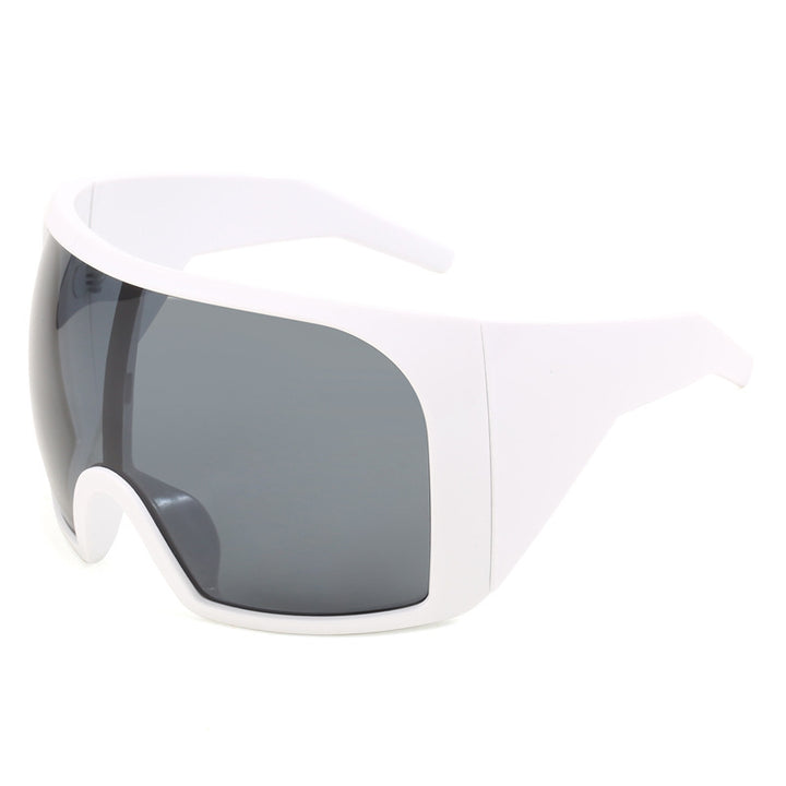 One-Piece Oversized Futuristic Cycling Sunglasses, Multi-Color Wide Frame Anti-Glare Street Fashion UV Protection Shades