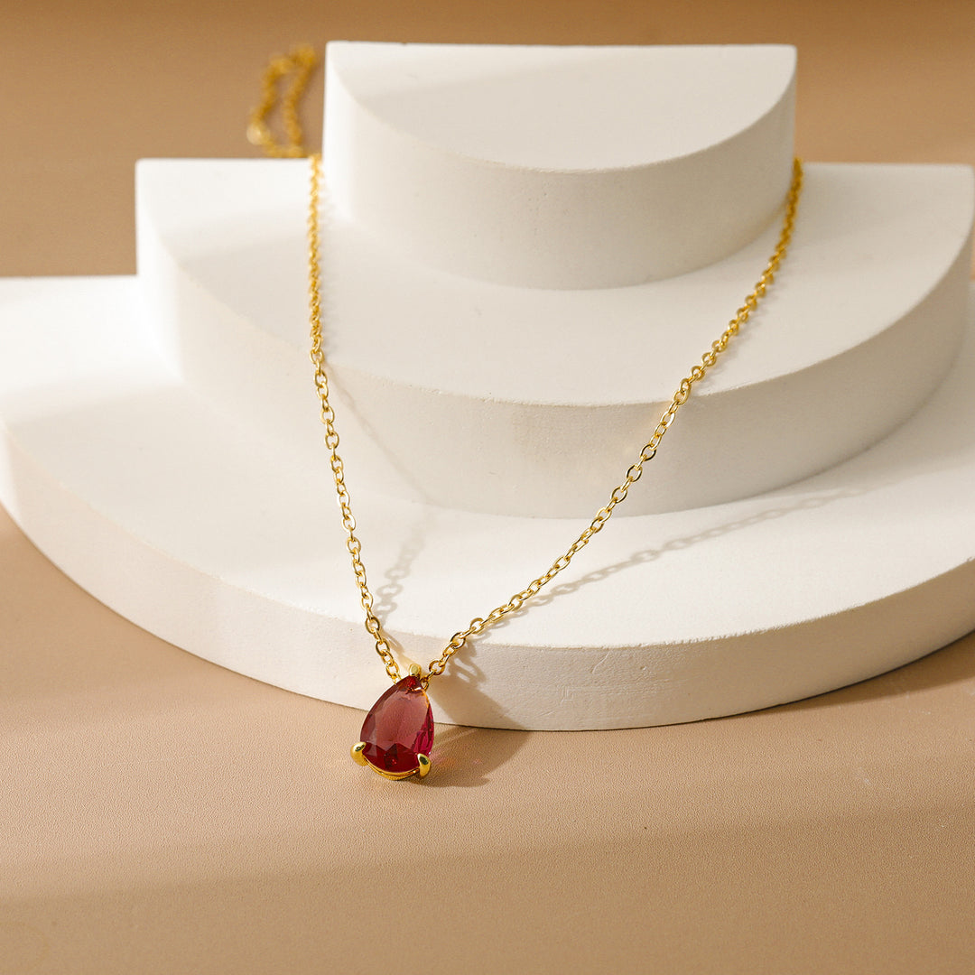 December Birthstone Teardrop Choker (Light Luxury Niche Rainbow Pendant Necklace)