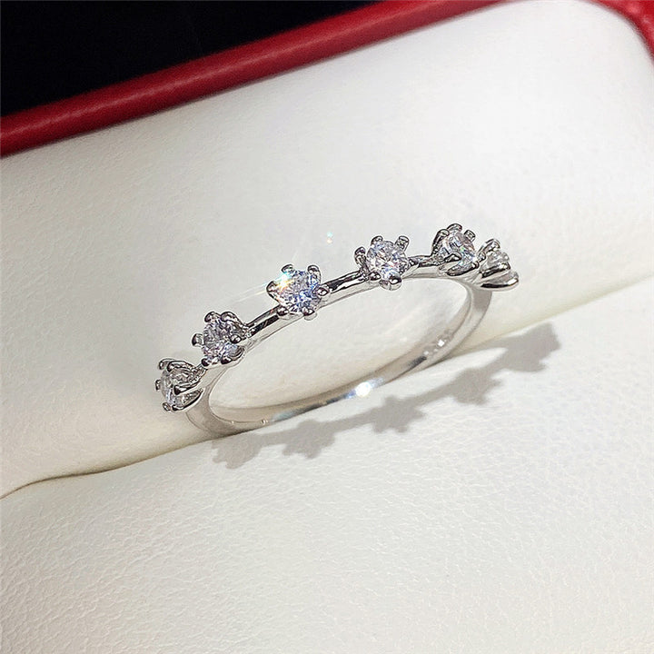 Asymmetric Row Diamond S925 Silver Ring