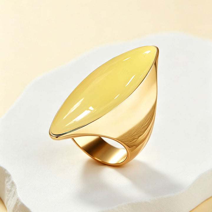Minimalist Marquise Cabochon Gemstone Signet Ring, S925 Silver Gold Plated Multi-Color Modern Geometric Unisex Wide Band