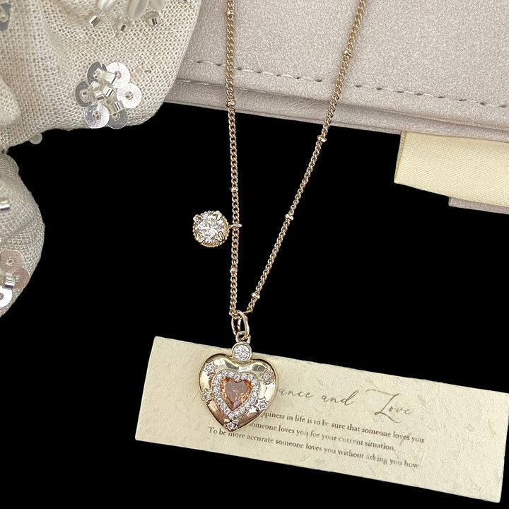 Pink Diamond Star Heart Necklace