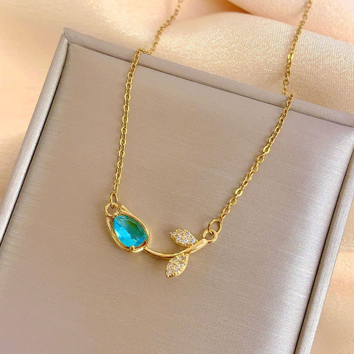 Tulip Gemstone Choker Set (Light Luxury Niche Fresh Necklace)