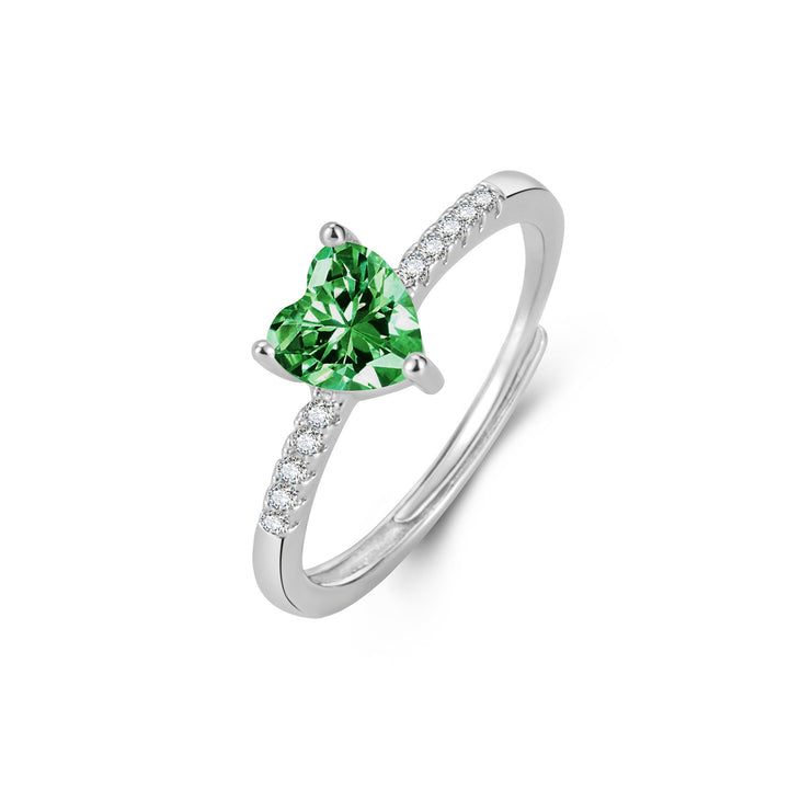 Multi-Color Heart Cut Diamond Open Ring Set (Sweet-Cool Girl Dopamine Style)