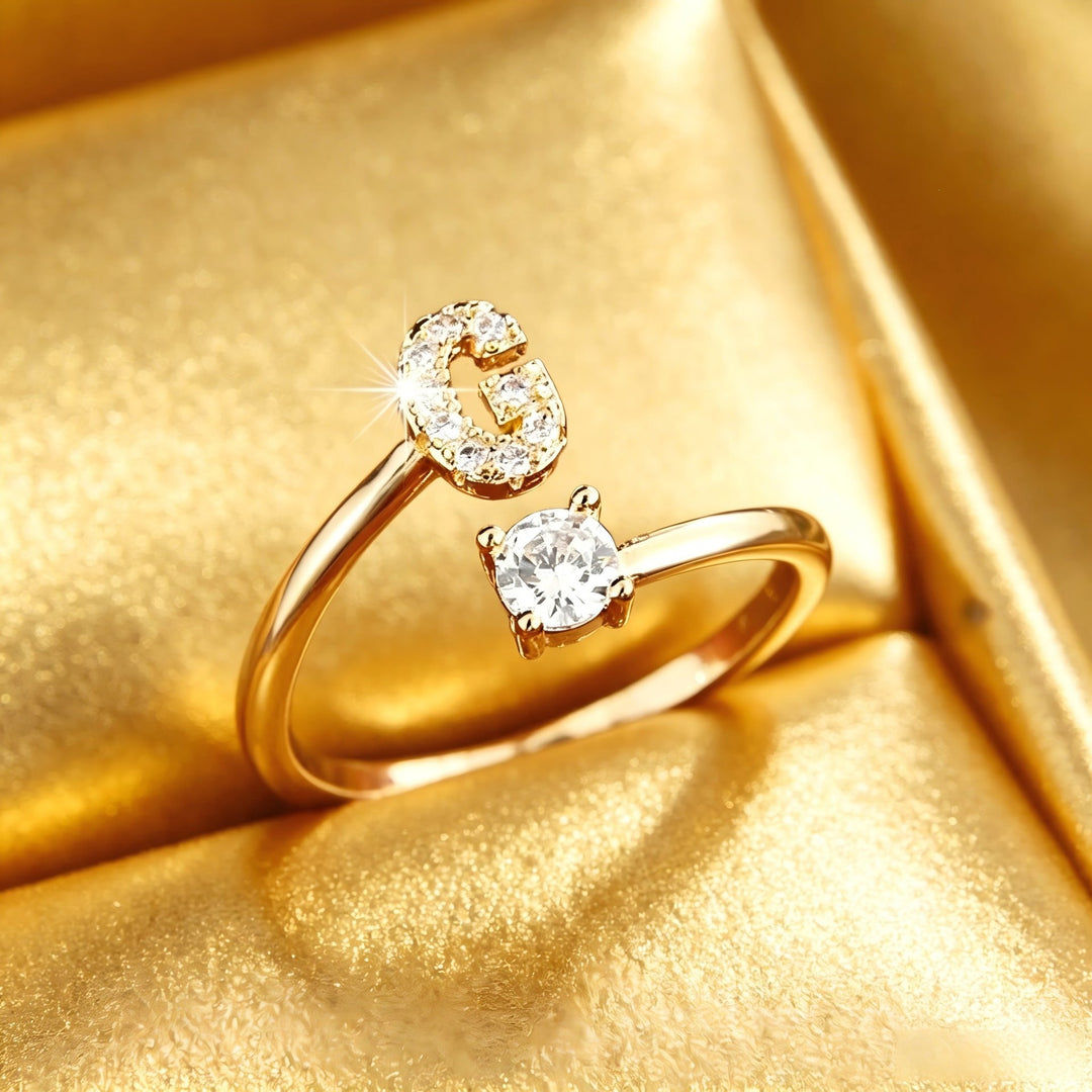 Initial Diamond Open Ring