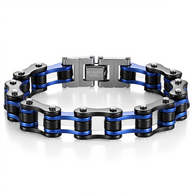 Motorcycle Chain Stainless Steel Bracelet (Men's Edgy Punk Style Titanium Steel Band)