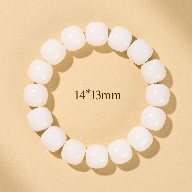 White Jade Old Barrel Bead Bracelet (Warm Elegant Playable Jewelry)
