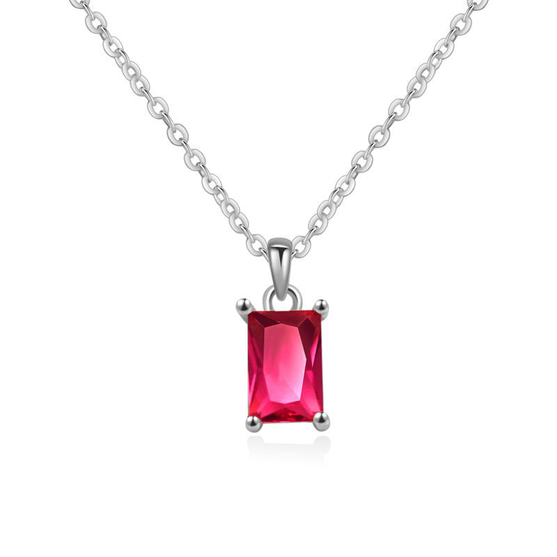 Multicolor Rectangular Diamond Pendant Necklace
