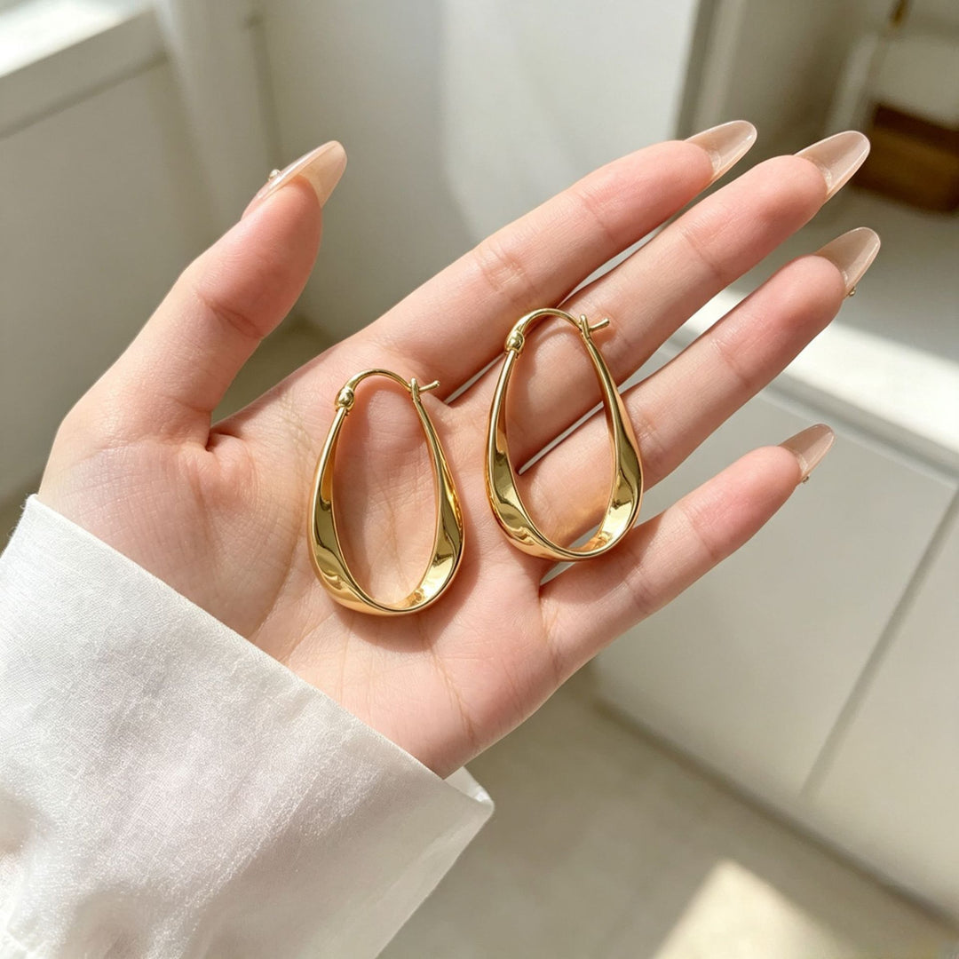 S925 Silver Twisted Teardrop Hoop Earrings
