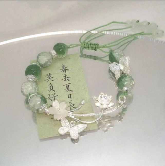 Ice-Crack Blue Bead Butterfly Bracelet (Fresh Boho-Chic Jewelry)