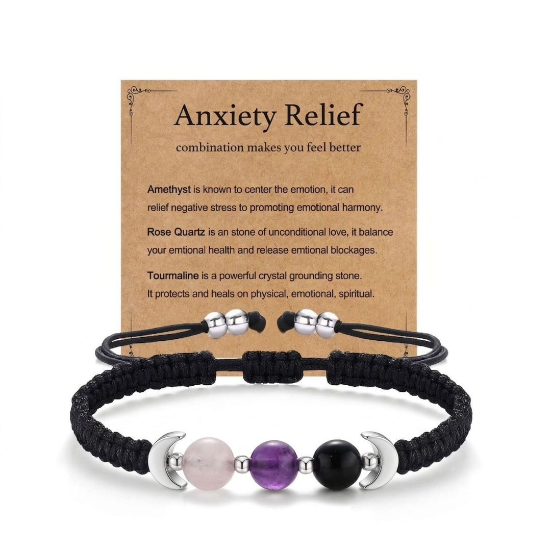 Natural Crystal Braided Cord Bracelet (Two Styles: New Mom / Moon Phases)