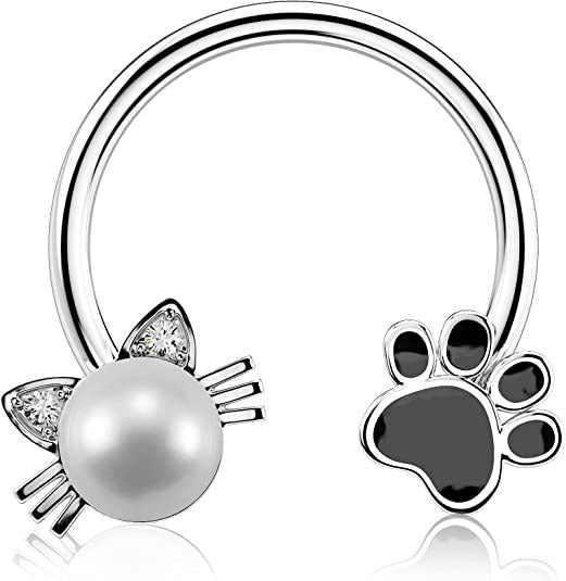 Whimsical Animal & Plant C-Shaped Nose Ring Set (Light Luxury Niche Cute Nose/Ear Piercing)