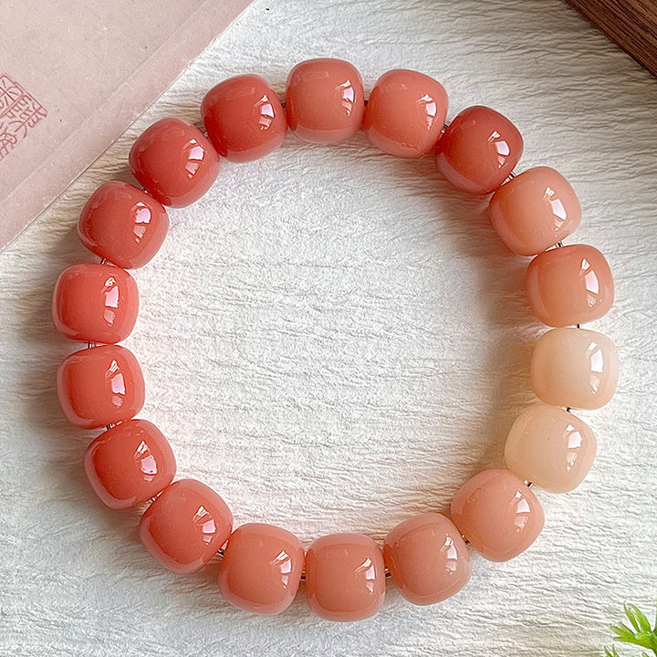 Multi-Color Gradient Bodhi Root Barrel Bead Bracelet (Worry Relief Meditation Mala)