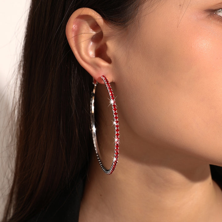 Full Pavé Oversized Hoop Earring Set (Light Luxury Niche Bold Earrings)
