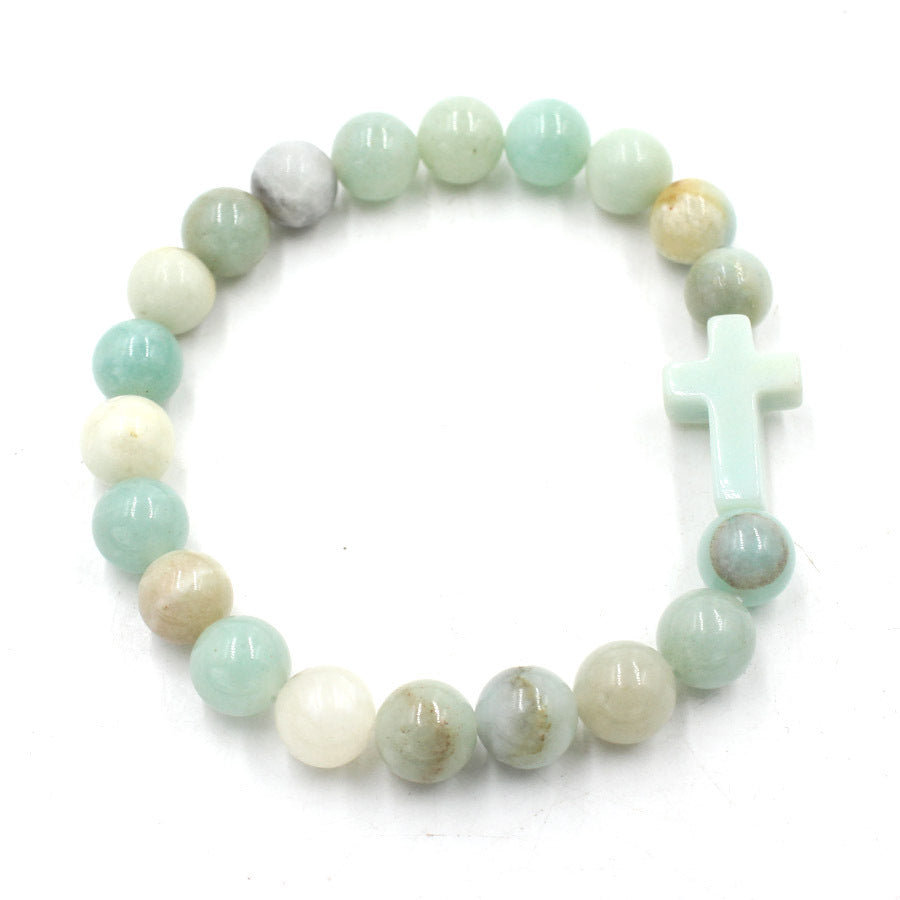 Natural Crystal Cross Energy Bracelet (Faith & Protection Fortune Style)