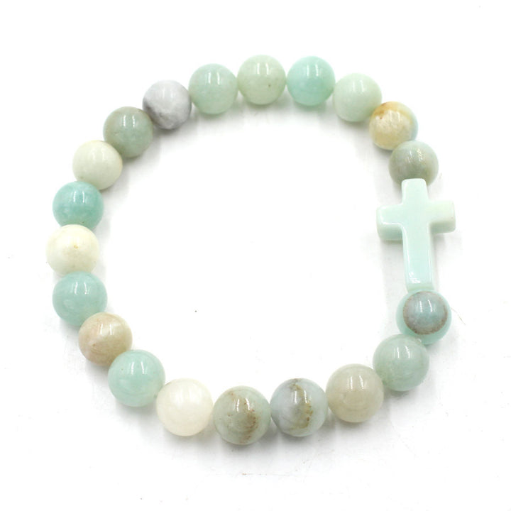 Natural Crystal Cross Energy Bracelet (Faith & Protection Fortune Style)