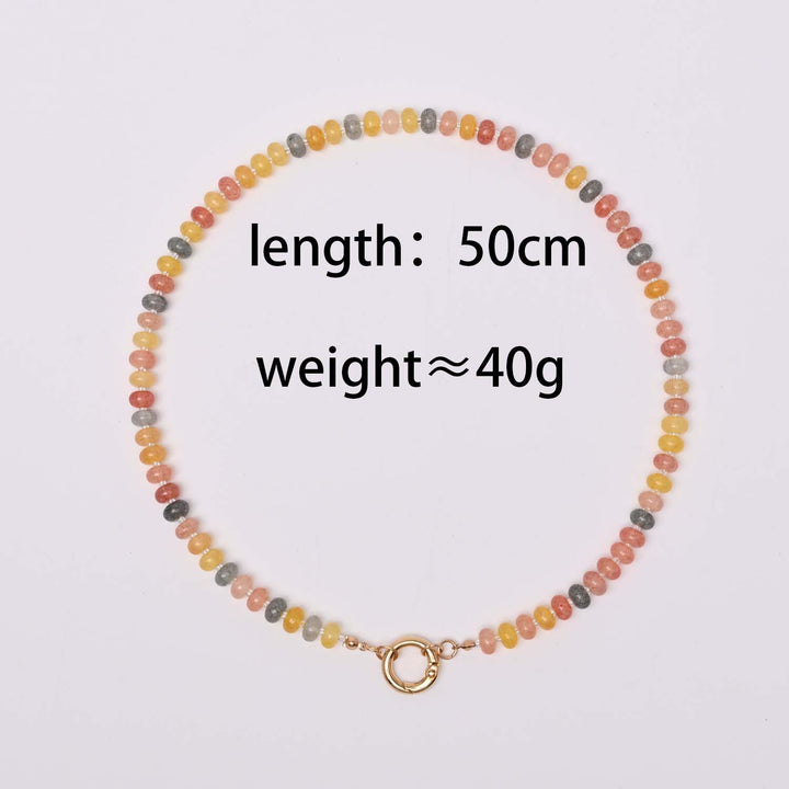 Dopamine Rainbow Beaded Pendant Necklace (Multi-Color Natural Stone Choker)