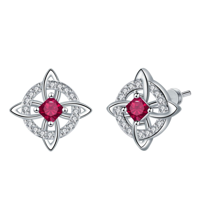 Witch's Knot Birthstone Stud Earrings (12 Colors Silver Tone Jewelry)
