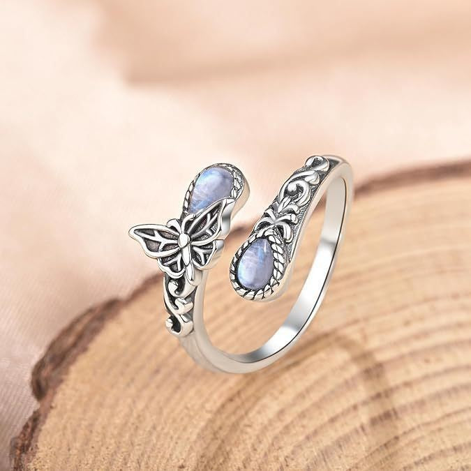 S925 Silver Celtic Knot Black Onyx Open Ring (Vintage Retro Statement Band)