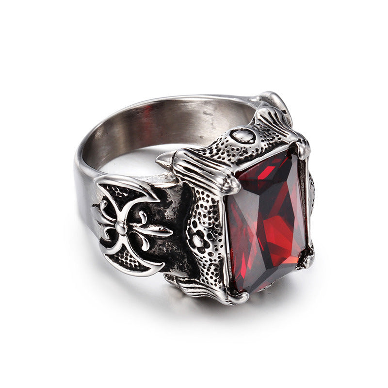 Vintage Embossed Square Stone Ring (Men's Dark Luxury Style)