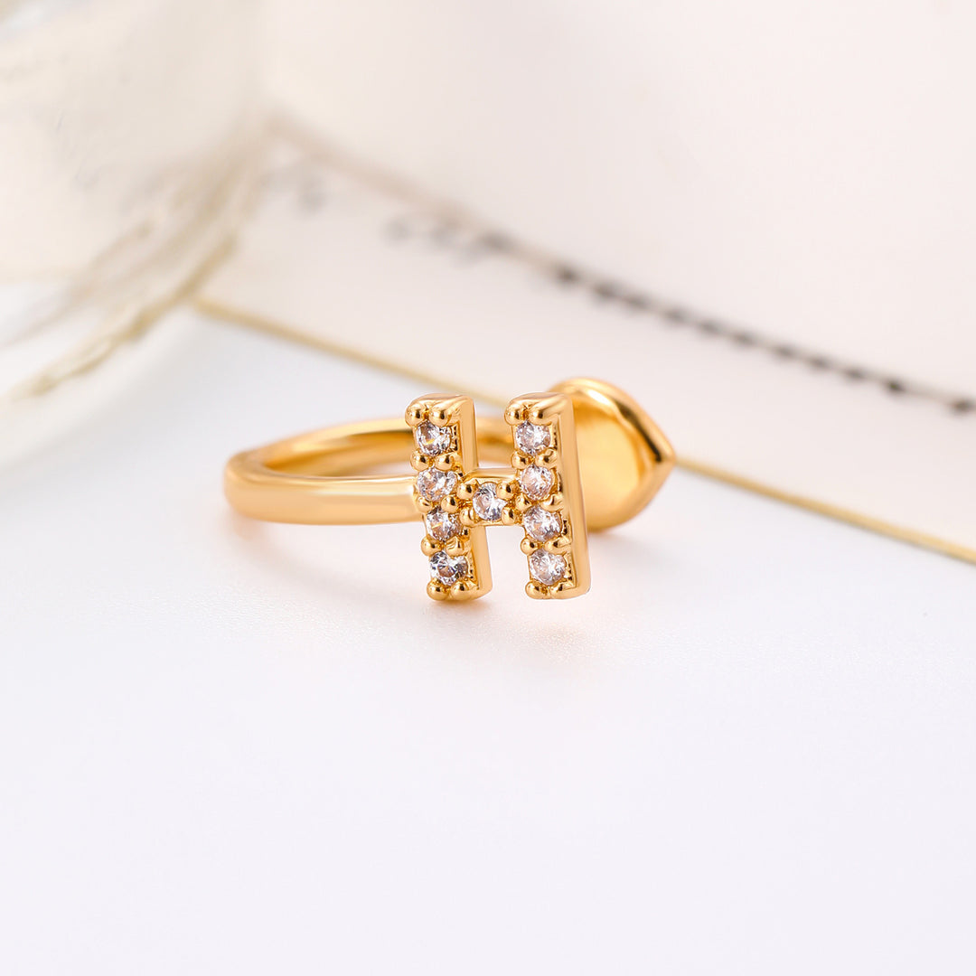 A-Z 26 Letters Paved Diamond Ear Cuffs, Adjustable Diamond Ear Cuffs For Non-Pierced Ears