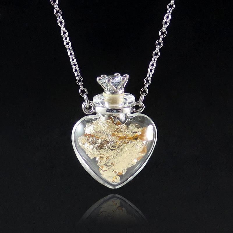 Transparent heart-shaped glass perfume blood bottle pendant necklace