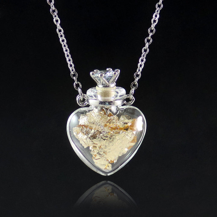 Transparent heart-shaped glass perfume blood bottle pendant necklace
