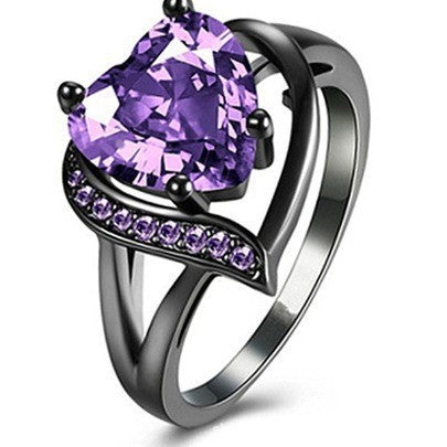 Dark Heart Colored Gem Couple Rings (Personalized Luxury Style)
