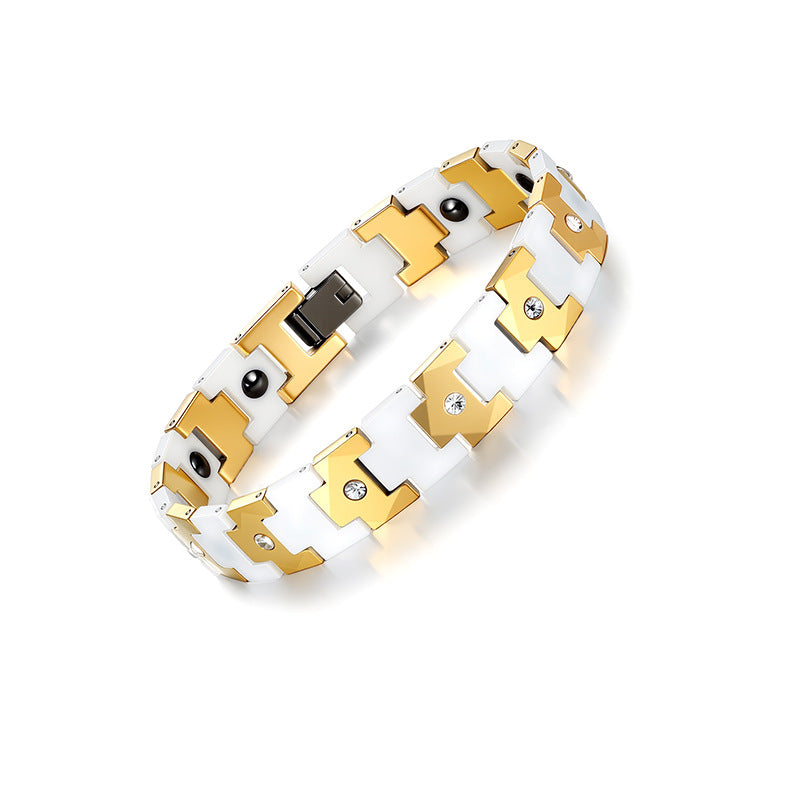 Men's Premium Magnetic Therapy Ceramic Bracelet – Stylish, Anti-Radiation & Health Balance